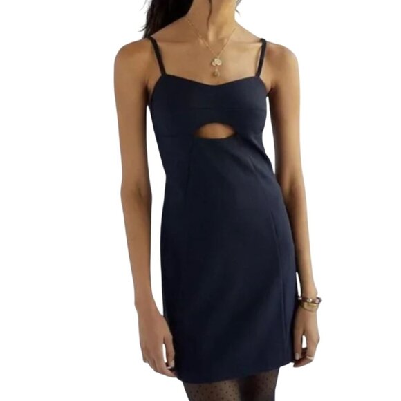 Anthropologie x Mare Mare Cut Out Shift Mini Dress Navy Med Petite NWT - Picture 1 of 6